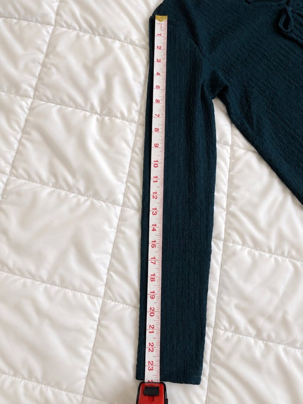 Modern Works Teal Textured Bow Front Long Sleeve Top – Size Small - Picture 5 of 11